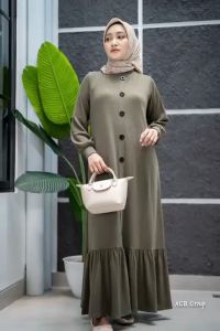 Gamis Wanita Terbaru Ranaya Bahan knit Rajut Motif Polos Size XL LD 100-120 Baju Dress Muslim Cantik Simple Model Baru