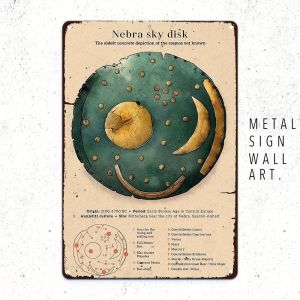 CIFbuy | Nebra Sky Disk Wall Art Retro Astronomy Decor Aluminum Plaque 20.32x30.48 cm Gift for History Lovers