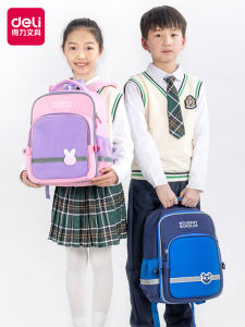 กระเป๋าเป้สะพายหลังเด็กลายสัตว์น่ารัก Deli กระเป๋าใส่หนังสือแบบมีโครงสำหรับนักเรียนประถมศึกษาปีที่ 1 กระเป๋าเป้สะพายหลังแบบมีโครงป้องกันกระดูกสันหลัง