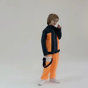 Uzumaki naruto custome for kids boy Naruto cosplay Costume Full set naruto jacket for Kids Ninja Halloween Christmas