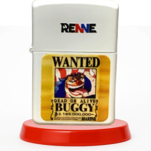 RENNE Korek Api Karakter Buggy Wanted Poster Minyak Batu Sumbu Elegan Bahan Metal Premium