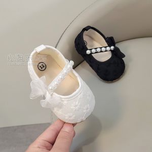 Princess Style Baby Girl Shoes Spring Summer Anti-Slip Comfortable Slip-On Cotton Fabric Magic Tape Closure Plant Floral Pattern