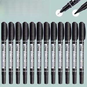 Deli Double-Head Marker Pens 12-Pack Oil-Based Drawing Pens for Students Childrens Painting Outline Pens Cultural Business Supplies