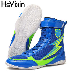 Mens High Top Wrestling Shoes Boxing Fighting Comfortable Training Sports Boots Rubber Large Sole Anti-Slip Boxing Sneakers