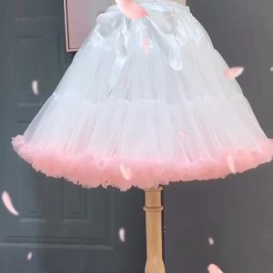 Princess Teenager Student Ball gown Puffy Short Lolita Tulle Wedding Bridal Pettiskirt Underskirt Wedding Dress Colorful Adult Tutu Skirt