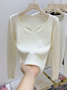 French Style Temperament V Neck Knitting Bottoming Shirt for Women 2023 Spring New Arrival Long Sleeves Inner Wear Sweater Gentle Western Style Top