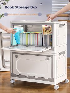 MEIZHUFU | Foldable Book Storage Box with Wheels and Handle