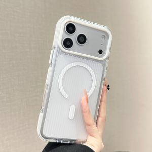 Fashion Stripe Pattern Corrugated Magnetic Phone Case For IPhone 18 Pro Max 14 15 16 17 Pro for Magsafe Shockproof Protect Cover