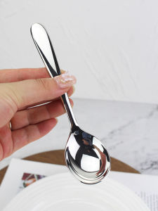 Medium Size 18/10 Stainless Steel 304 Deepened Spoon for Children Main Course Rice Spoon round Head Spoon Dining Utensils