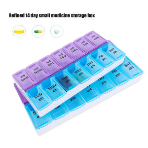 14 Days 2 Weekly Pill Case Medicine Tablet Dispenser Organizer Splitters Pill Storage Organizer Container