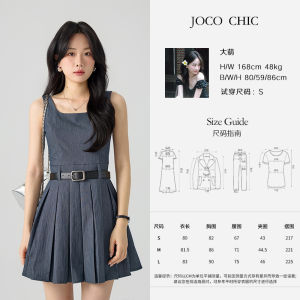 JOCO Chic Womens Grey Cherry Blossom Square Collar Short Gown Skirt Cotton A-Line Summer Slim Fit Vest Dress Casual Style