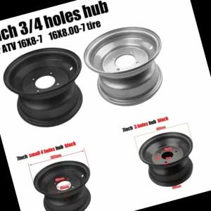 Combo Lốp Và Vành Xe ATV 7 Inch 16x8.00-7 Vành Màu Bạc Đen 3/4 Lỗ Lốp Không Săm Dành Cho Phụ Tùng Xe Mô Tô Địa Hình
