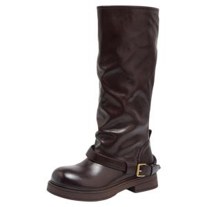 Josiny | Brown Over-the-Knee Long Boots Thick Sole Stacking Style Knight Boots
