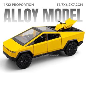 MAKEDA | 1:32 Pickup Miniature Model Toy Off-road Car Alloy Diecast Doors Opened Pull Back Sound Light Simulation Vehicles for Kids Gifts