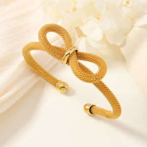 Bướm vàng Vòng tay mặt hình nơ phụ nữ-Phụ kiện đám cưới thời trang vòng tay hở