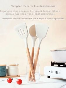 3pcs Sutil/Spatula/Sendok Sup Anti Panas bahan silikon kuat Alat Masak Tumis Goreng-COD