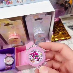 Cute Sanrio Cartoon kuromi melody watch for Elementary School kids Watch Pointer Style with gift box