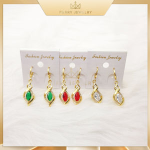 Bông Tai Nữ Đính Đá Nhiều Màu Khuyên Tai Dạng Nút Tròn Cao Cấp Berry Jewelry B25VHT22