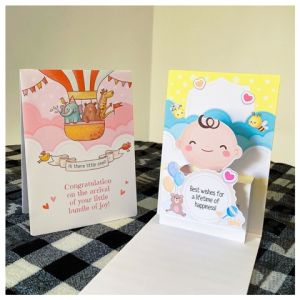 New Born Baby Pop Up Greeting Card. Congratulation Card. Gift Card.