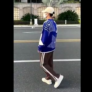 FANCY FASHION Korean Casual Mens Pants Wide Leg Straight Pants Mid Waist Corduroy Pants For Men