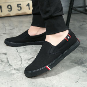 Black Breathable Slip-on Canvas Shoes