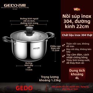 GEDO | Nồi Đa Năng 304 Thép Không Gỉ Dày