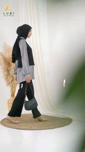 Jual Setelan Muslim One Set Celana Top Lubi Ariana Celana dan Blouse Kain Hase Premium