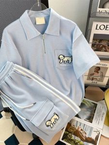 Bộ Đồ Hai Mảnh Mùa Hè Cổ Polo Tay Ngắn Quần Ngắn Rộng Rãi Thoải Mái Cho Nữ Cỡ Lớn Phong Cách Đường Phố