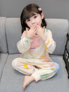 Girls Long Sleeve Modal Thin Summer Sleepwear One-Piece Baby Toddler Child Air Conditioner Suit Spring Autumn Comfortable Home Clothes