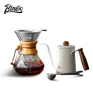 BINCOO Glass Coffee Sharing Pot with Stainless Steel Filter Cup Coffee Dripper Home Coffee Accessories