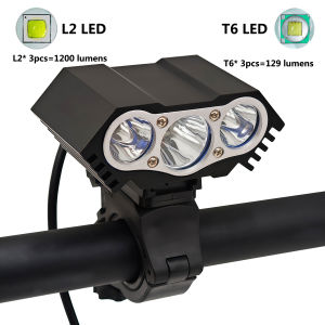 L2/T6 LED Light Bike 1200LM Bicycle Light Set with 6400mAh Battery USB Rechargeable Headlight/Flashlight