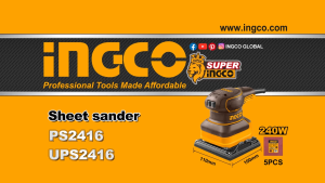 Ingco PS2416 240W 110X100mm Corded Palm Sanding Machine