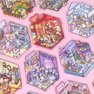 Kawaii Style Cut Film Stickers Book Korean Stationery 12/24 Sheets Aesthetic Journal Sticker Scrapbooking Supplies Handbooks