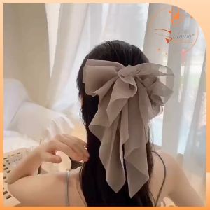 Kẹp Tóc Nơ Tiểu Thư Phối Voan 3 Lớp Đơn Giản Phong Cách Mới Thời Trang Hottrend- Salmon Shop