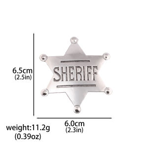 Sheriff Badge Brooch Six-pointed Star Police Vest Badge Pin for Women Men Lapel Pins Jewelry