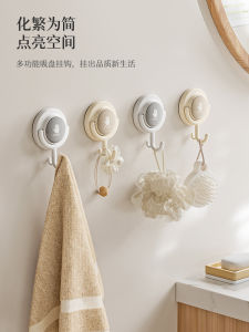 Powerful Bathroom Hook Suction Cup Rotating Wall Mounted No Drilling Needed Strong Weight Capacity Plastic Adhesive Wall Hook