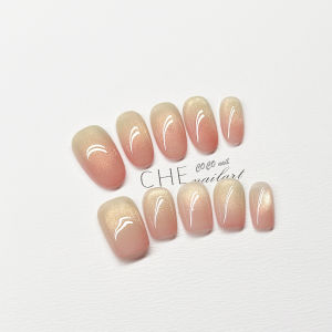 2025 Handmade Nail Art Wearable False Nails Spring Summer Gentle Cat Eye Daily Commuting Versatile High-End Whitening 527