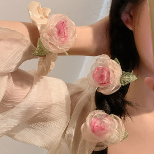 Rose Blossom Hairpin Organza Bangs Hairpin Women Advanced Sense Hair Accessory
