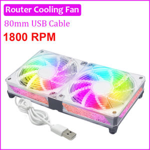 Dual 120mm 5V USB Fans DC12V Big Airflow Fan Cooling with Three Speed Control for Router TV Box Micro Computer and Other Electronics