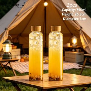 2/4PCS Glass Sports Water Bottle with Lid Leak-Proof And Heat-Resistant 500/750/1000ML for Camping Outdoor Activities And Sports