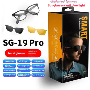 Double Lens Multiple Styles to Choose From Anti Blue Light Sunglasses with Music Listening 80+80mAh Wireless Headphones Mobile