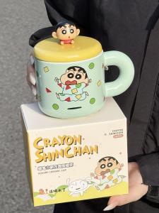 Shinchan High Aesthetic Value Ceramic Mugs Large Capacity Coffee Cups Cute Cartoon Design Dormitory Breakfast Friend Gifts