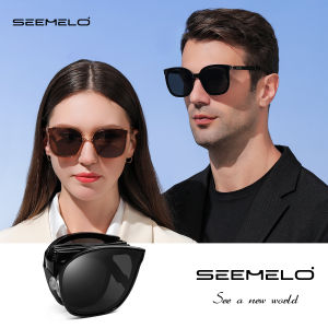 SEEMELO แว่นกันแดดสำหรับผู้ชายและผู้หญิง แว่นกันแดดพับได้ ป้องกันดวงตา UV 400 บานพับปรับได้ ขาปรับได้ รองรับจมูกในตัว เดินทางกลางแจ้ง