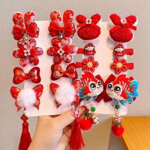 New Year Celebration Girls Hair Clips Baby Forehead Clip Festive Butterfly Knot Headwear Childrens Fashion Accessories
