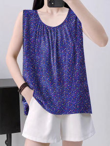 Áo Ba Lỗ Xếp Ly in Hoa Dáng Rộng Mùa Hè Cho Nữ Áo Sơ Mi Cơ Bản Không Tay Áo Khoác Ngoài Áo Ba Lỗ Họa Tiết Hoa Che Bụng