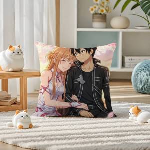Bandai | Sword Art Online Goddess Stacia Asuna Plush Pillow Cover Soft Short Plush Cushion Cover For Sofa Bedroom Home Decor Gift