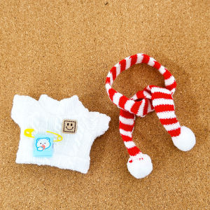 Adorable Winter New Year Cotton Doll Outfit Includes Sweater Scarf Jumpsuit Doll Clothes Girls Style Moon Doll Toy
