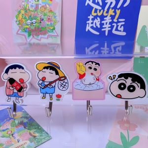 4-Piece Cute Three-Dimensional Cartoon Bathroom Living Room Pajamas Crayon Xiaoxin Decoration No-Punch Sticky Hook Dormitory Hook
