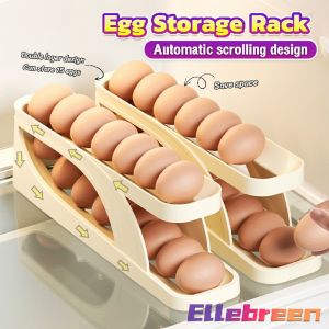 2 layer Eggs Tray Auto Rolling Refrigerator Egg Storage Rack