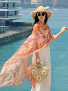 Bohemian Style Summer Lightweight Sun Protection Beach Scarf Womens Shawl Printed Polyester Fibre 260cm Length Multifunctional